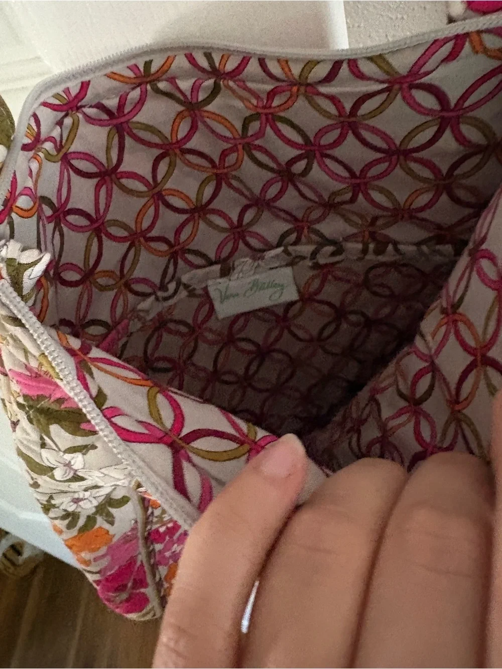 Vera Bradley Floral Shoulder Bag in Pink, Orange & Green